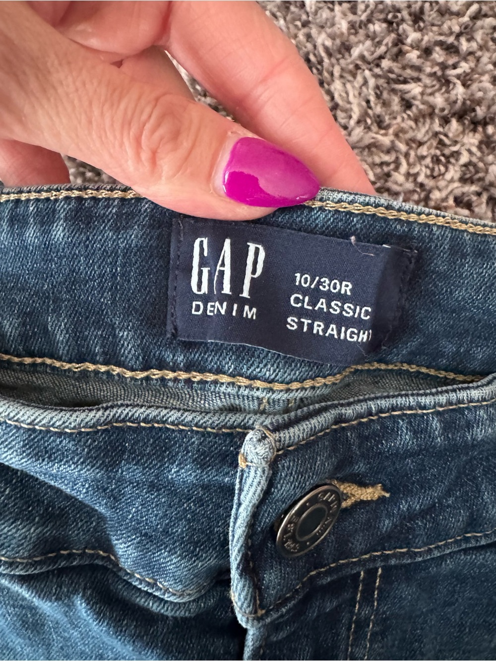 Gap Mid Rise Classic Straight Leg Dark Wash Jeans Stretch Size 10 30 - Picture 5 of 9
